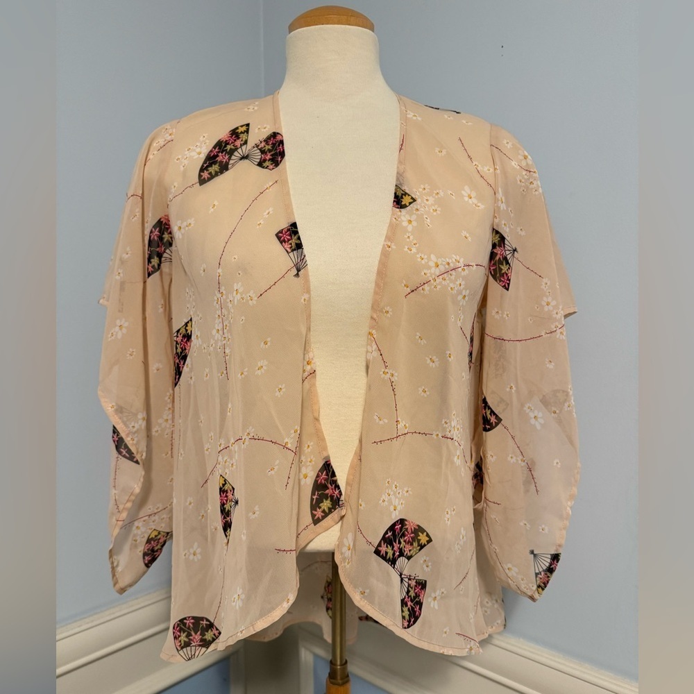 Cropped kimono style boho duster coverup